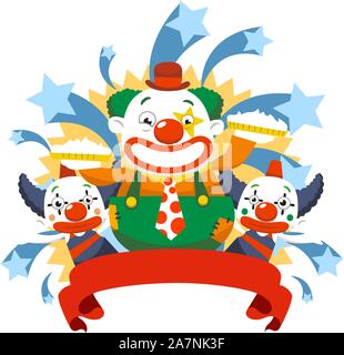 Vector illustration multicolores avec trois clowns. Illustration de Vecteur