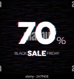 Le vendredi noir vente badge avec effet glitch Illustration de Vecteur