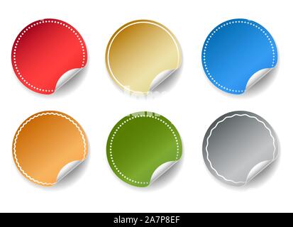 Couleur autocollants peel ronde Illustration de Vecteur