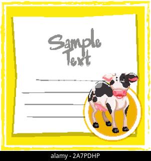 Modèle de carte avec illustration vache mignon Illustration de Vecteur