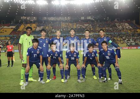 Cariacica, au Brésil. 2e Nov, 2019. Japon groupe Équipe de line-up avant la Coupe du Monde U-17 DE LA FIFA, Brésil 2019 Groupe d match entre le Sénégal 0-1 le Japon à l'Estadio Kleber Andrade à Cariacica, Brésil, Novembre 2, 2019. Credit : AFLO/Alamy Live News Banque D'Images