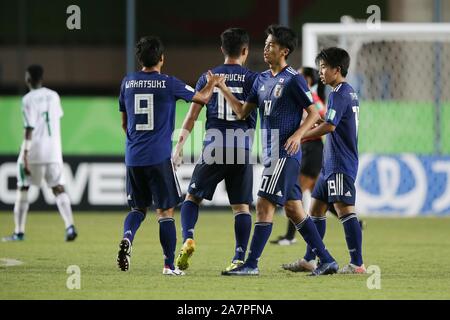 Cariacica, au Brésil. 2e Nov, 2019. Les joueurs du Japon au cours de la fête de la Coupe du Monde U-17 DE LA FIFA, Brésil 2019 Groupe d match entre le Sénégal 0-1 le Japon à l'Estadio Kleber Andrade à Cariacica, Brésil, Novembre 2, 2019. Credit : AFLO/Alamy Live News Banque D'Images