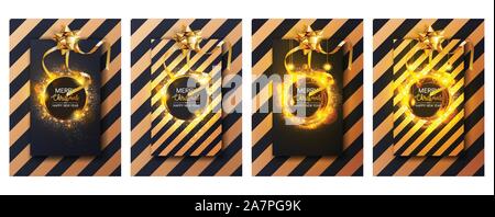 Ensemble de brochure, carte de Noël, la conception de la page couverture des modèles. Illustrations vectorielles pour les invitations, félicitations, flyer et matériel de marketing. - Vector Illustration de Vecteur