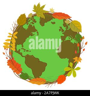 Les feuilles et la Terre Verte Concept Illustration vectorielle Illustration de Vecteur