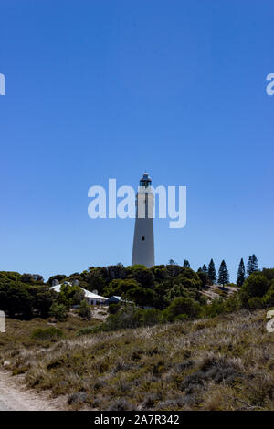 L'un des deux phares de Bathurst phares sur Rottnest Island, Australie de l'Ouest. Banque D'Images