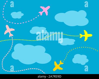 Arrière-plan de déplacement de l'air - routes aériennes, Ciel et nuages illustration Illustration de Vecteur