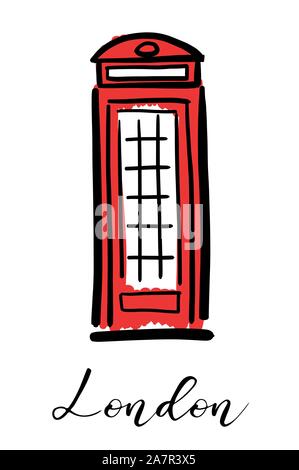 Téléphone Londres - conception de logo symbole dessiné à la main. Les graphiques vectoriels. Illustration de Vecteur