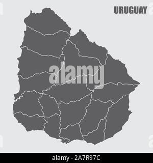 Carte des régions d'Uruguay Illustration de Vecteur