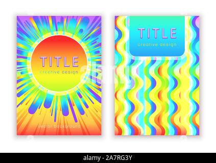 Définir un modèle de couleur pour la conception de la page couverture, vector abstract background. En ciel multicolore motif moderne très lumineux en gradient de composition de formes prismatiques Illustration de Vecteur