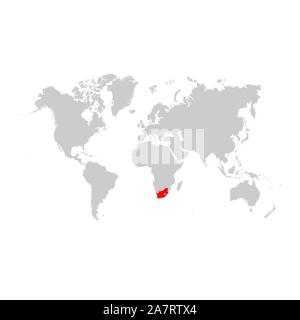 L'Afrique du Sud sur la carte du monde Illustration de Vecteur