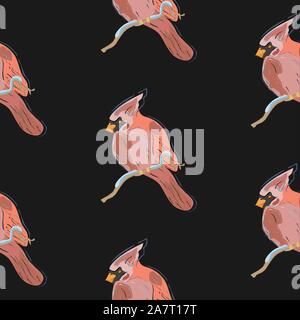 Modèle sans couture avec la belle main tiré oiseau rouge. Le Cardinal Oiseau. Vector Illustration Illustration de Vecteur