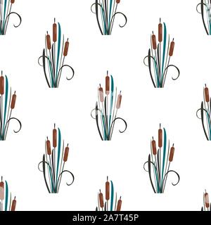Modèle transparent avec des buissons de reed sur blanc. Vector Illustration Illustration de Vecteur