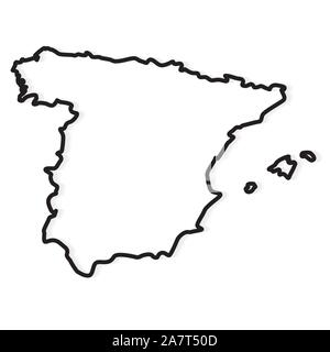 Contour noir de la carte d'Espagne- vector illustration Illustration de Vecteur