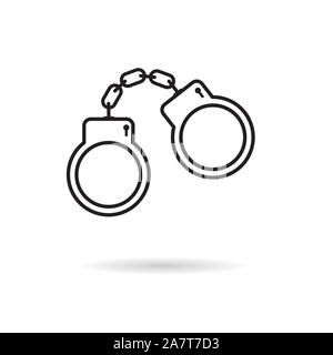 Icône noir menottes- vector illustration Illustration de Vecteur