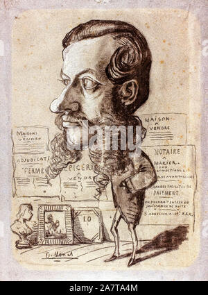 Claude Monet, la caricature de Léon Manchon, portrait dessin, vers 1858 Banque D'Images