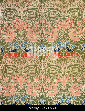 Motif de tissu, William Morris, Peacock et Dragon, 1878 Banque D'Images