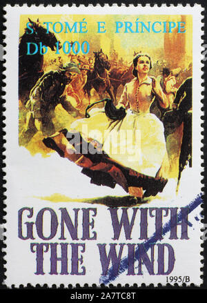 Affiche du film Autant en emporte le vent sur stamp Banque D'Images