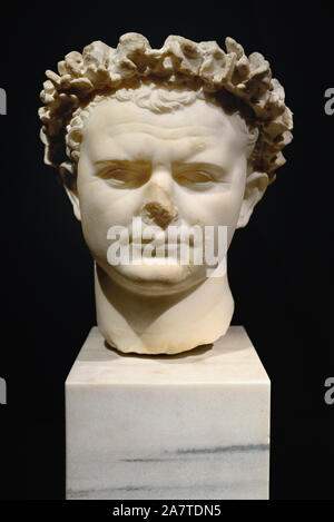 Buste en marbre de l'empereur romain Titus 1St AD Musée Naples Italie Banque D'Images