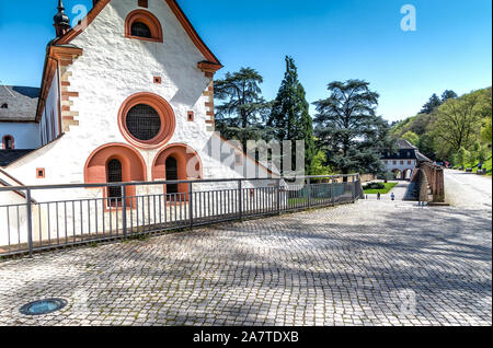 Eberbach historique, patrimoine mystique Abbaye des moines cisterciens dans la région du Rheingau, lieu de tournage pour le film le nom de la Rose, Allemagne Banque D'Images