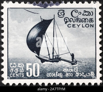 Le boutre de Ceylan timbre vintage Banque D'Images