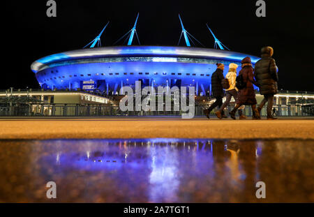 Saint-pétersbourg, Russie. 08Th Nov, 2019. Football : match de la Ligue des Champions avant le Zenit Saint-Pétersbourg - RB Leipzig. Vue de la Gazprom Arena. Crédit : Jan Woitas/dpa-Zentralbild/dpa/Alamy Live News Banque D'Images