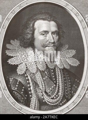 George Villiers, 1 duc de Buckingham, de 1592 à 1628. Courtisan anglais, politicien et favori du roi Jacques d'Angleterre. Banque D'Images