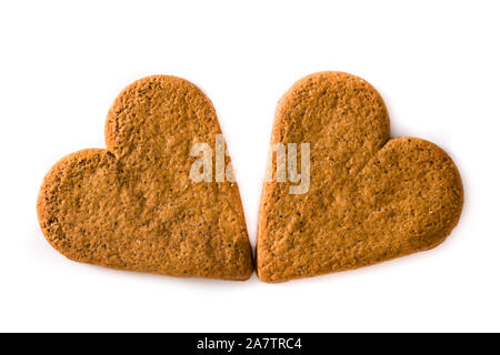 Biscuit en forme de coeur isolé sur fond blanc. La Saint-Valentin et la Fête des Mères. Banque D'Images