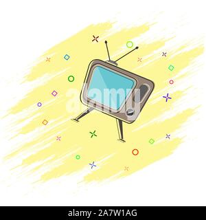 Cartoon TV avec kinéscope. L'effet Splash. Modèle plat. Illustration de Vecteur