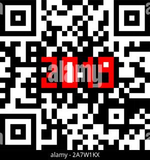 Les technologies modernes 2019 written à l'intérieur d'un QR code. Illustration de Vecteur