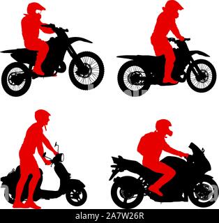Silhouettes Set participe Rider motocross championship sur fond blanc. Illustration de Vecteur