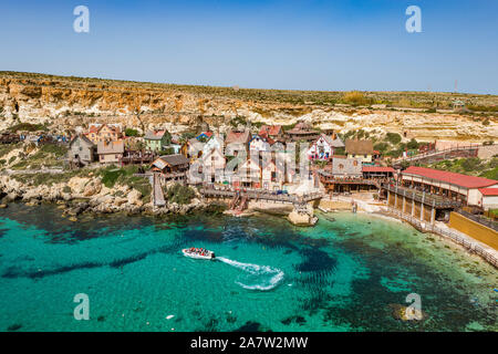 Popeye Village de Mellieha sur l'île de Malte, de l'Europe. Banque D'Images