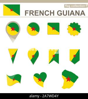 Drapeau de la Guyane française, Collection versions 12 Illustration de Vecteur