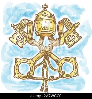 Symbole du Vatican à la main à l'Aquarelle Illustration de Vecteur