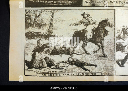 Jack l'Eventreur era journal (réplique) : Police illustrée à la une (08 Sept 1888) montrant l'assassinat de toute une famille. Banque D'Images