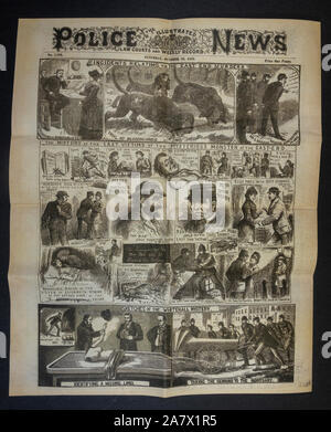 Jack l'Eventreur era journal (réplique) : Police illustrée à la une (20 Oct 1888) montrant à la fois le mystère de Whitehall et meurtres de Whitechapel. Banque D'Images