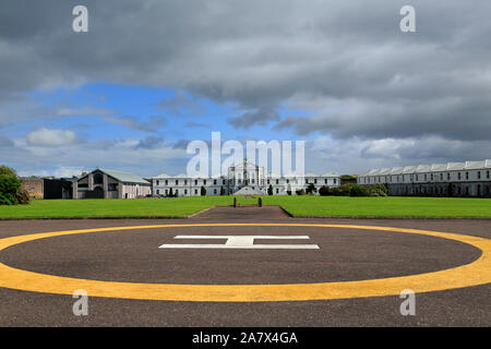 Atterrissage d'hélicoptère, Spike Island Prison & Museum, Cobh, dans le comté de Cork, Irlande Banque D'Images