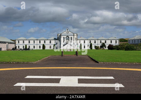 Atterrissage d'hélicoptère, Spike Island Prison & Museum, Cobh, dans le comté de Cork, Irlande Banque D'Images