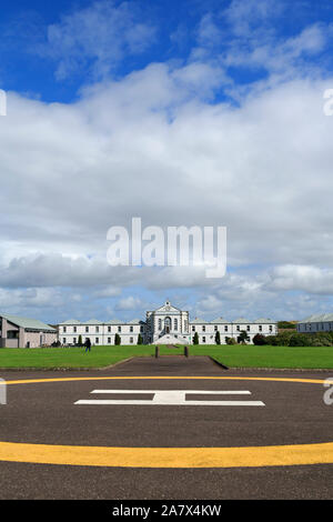 Atterrissage d'hélicoptère, Spike Island Prison & Museum, Cobh, dans le comté de Cork, Irlande Banque D'Images