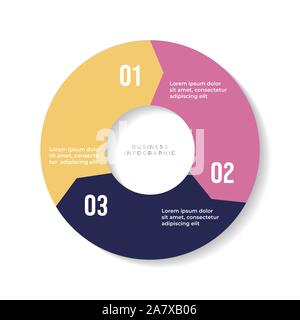 3 étapes graphique, infographie ou flèches Cercle schéma circulaire. Illustration de Vecteur