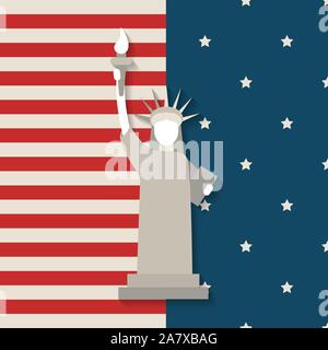 Statue de la liberté USA, 4 juillet Jour de l'indépendance. Illustration de Vecteur