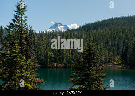 Timber Lake dans l'Oregon est le lac Olallie Scenic Area est un outil facile à modéré randonnée pédestre d'un peu plus d'un mile, qui offre une belle vue sur Mt. Jefferson Banque D'Images