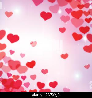 Valentines Day background avec des coeurs tendres floue Illustration de Vecteur