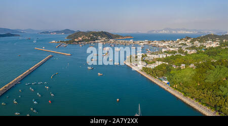 Au coucher du soleil Vue aérienne de Cheung Chau Hong Kong Banque D'Images