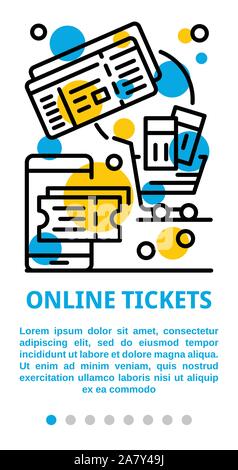 Billets en ligne style du contour, de bannière Illustration de Vecteur