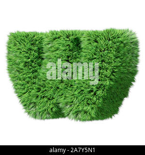 Alphabet d'herbe, lettre w. Isolated on white 3D illustration. Banque D'Images