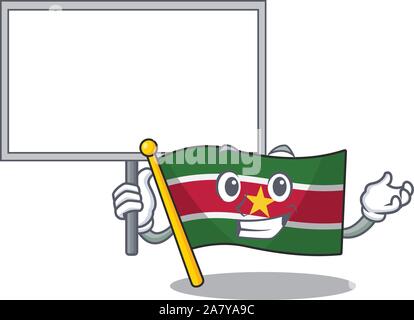 Conseil apporter heureux avec la caricature drapeau Suriname Illustration de Vecteur