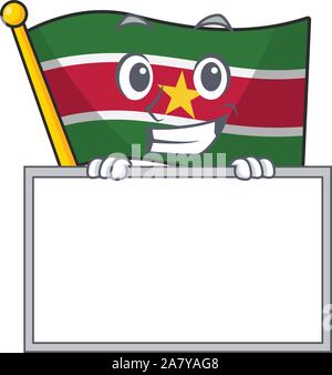 Souriant avec drapeau suriname conseil heureux avec le dessin animé Illustration de Vecteur