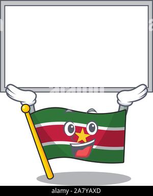 Heureux d'un drapeau suriname up conseil avec le dessin animé Illustration de Vecteur