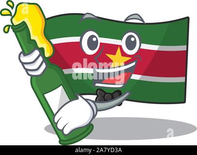 Mascotte suriname drapeau sur un poteau, apporter de la bière Illustration de Vecteur