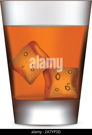 Verre de whisky écossais et de la glace sur blanc Illustration de Vecteur